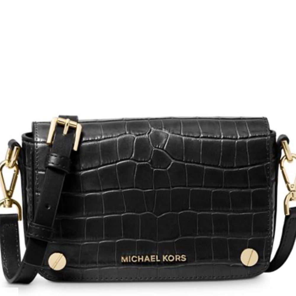 Jet Set Small Croc-Embossed Crossbody